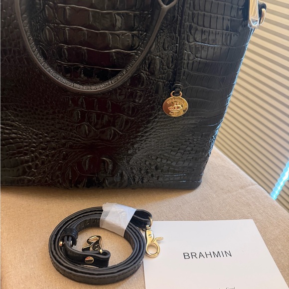 Brahmin Large Duxbury Satchel Black Crocodile Brand new with all paperwork - Picture 4 of 7
